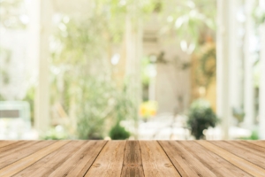 Blurry photo of a table and plants